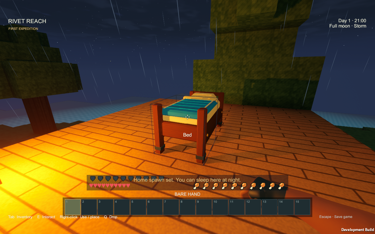 The bed before sleeping at night