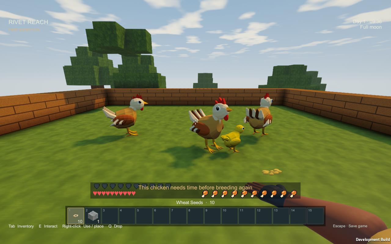 A pair has produced one chick and entered its breeding cooldown