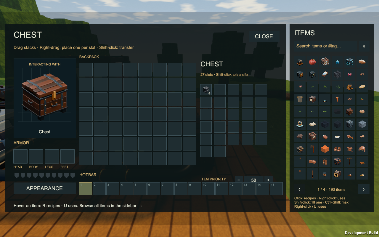 Chest set to the same item priority as a Furnace