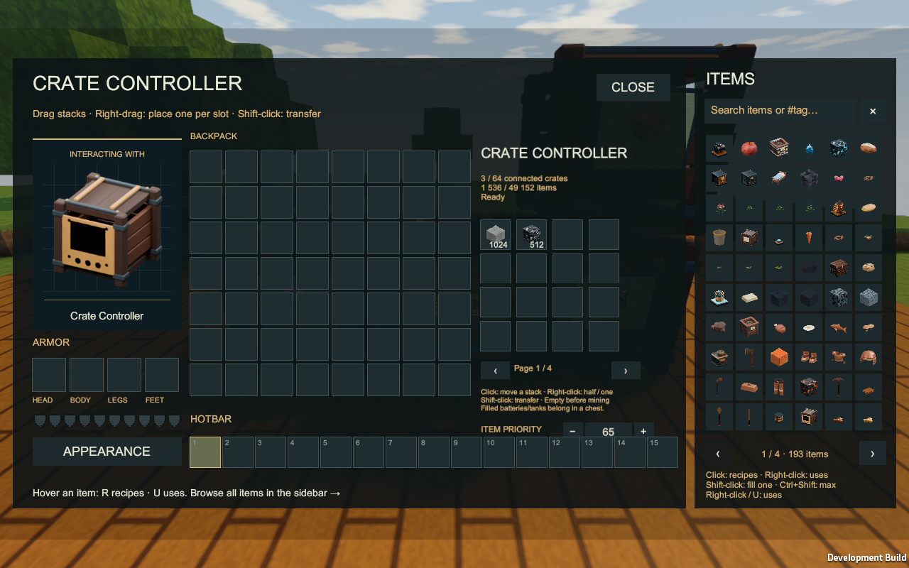 Crate Controller showing connected physical crates
