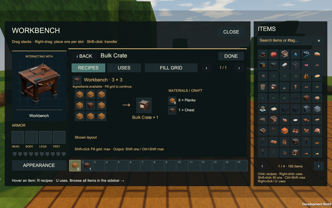 Bulk Crate recipe in the item browser