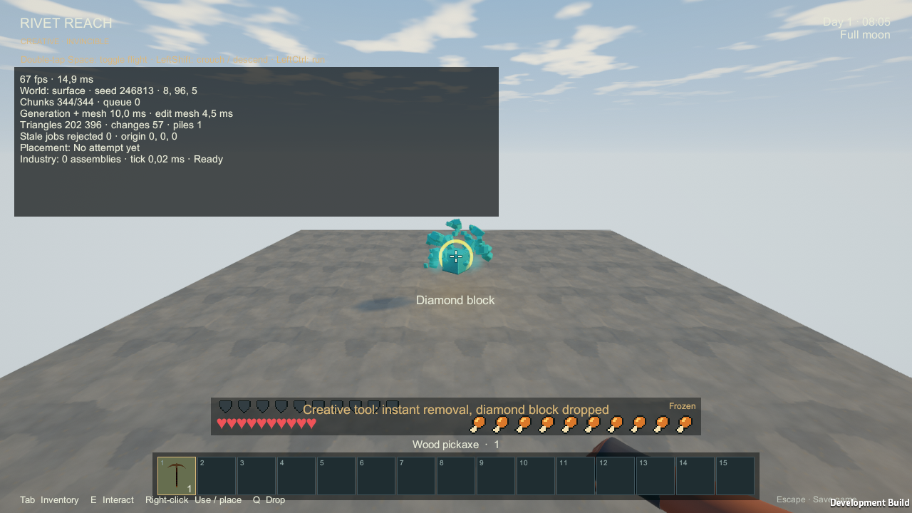 Creative tool mining produces a collectible block