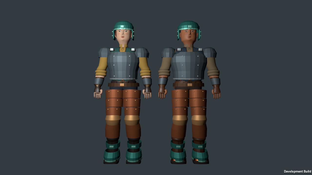 Both explorers wearing fitted armor