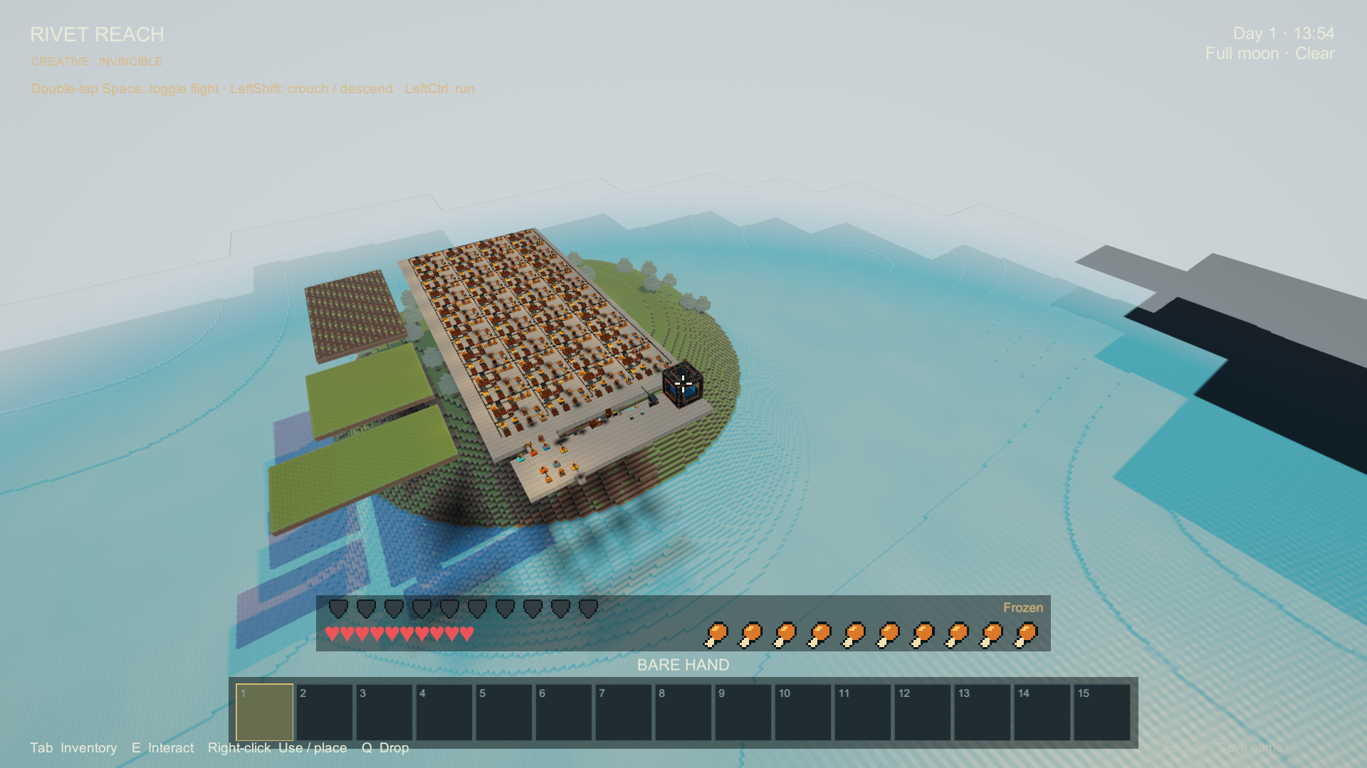 Elevated view of the connected tank and its water