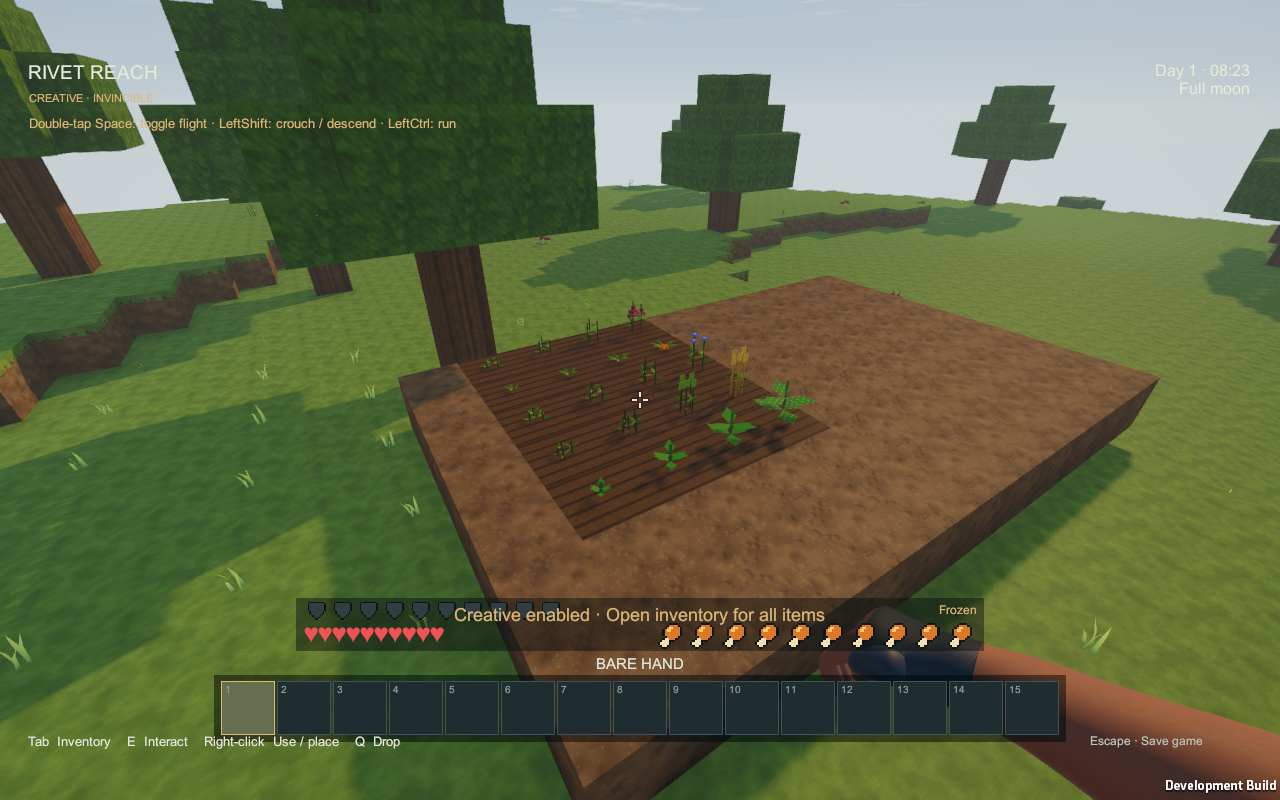 Crop growth stages in the game