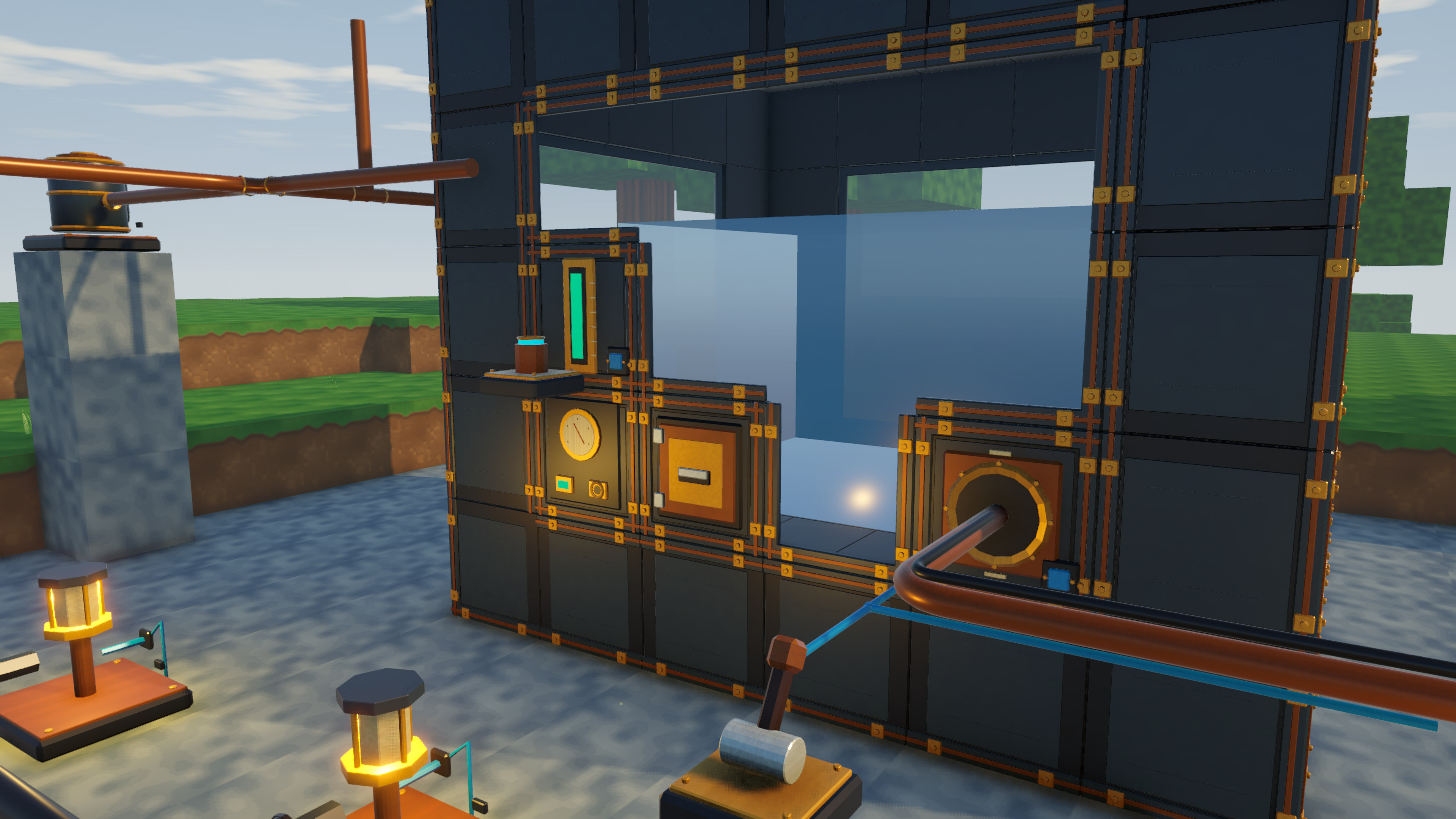 Actual in-game tank controls and fitted pipe channels
