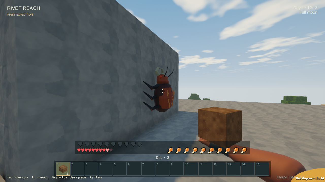 A beetle climbing an actual voxel wall