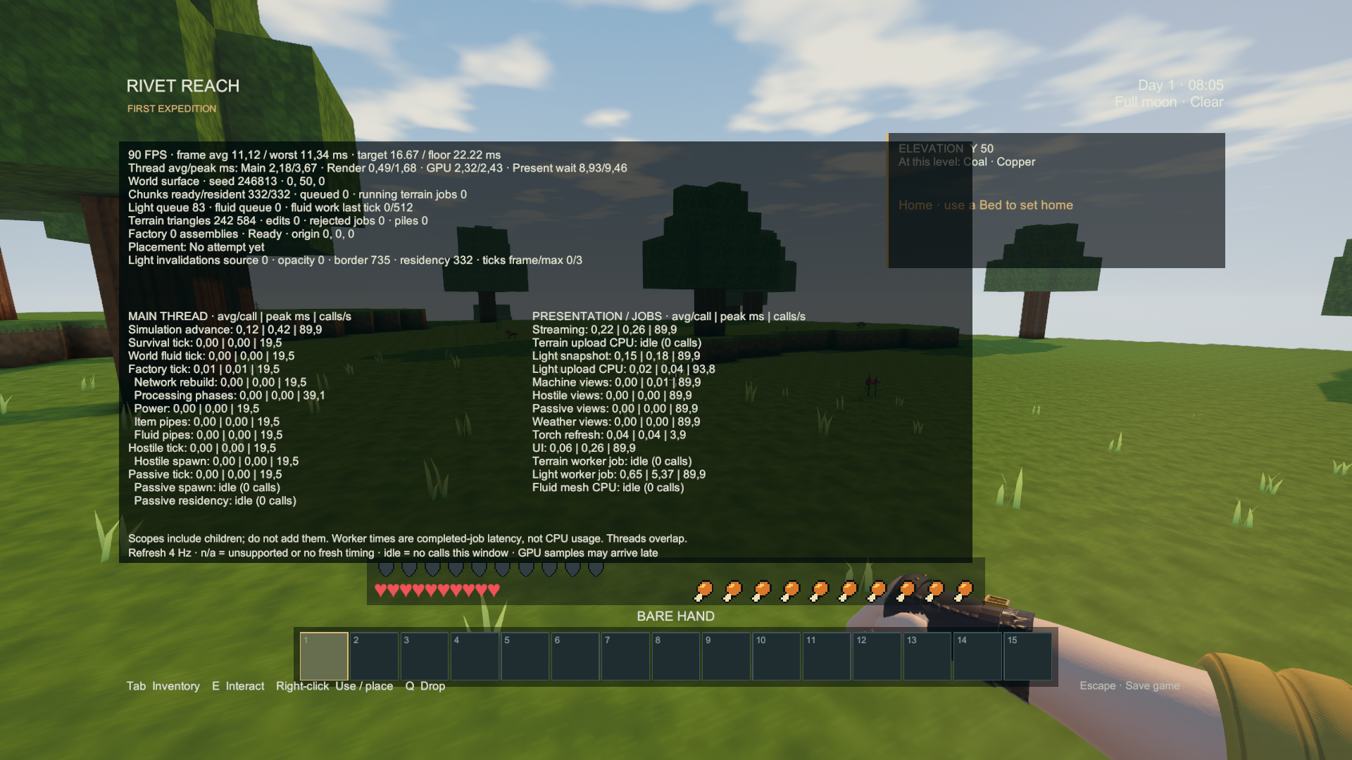 The expanded timing overlay in the Windows player