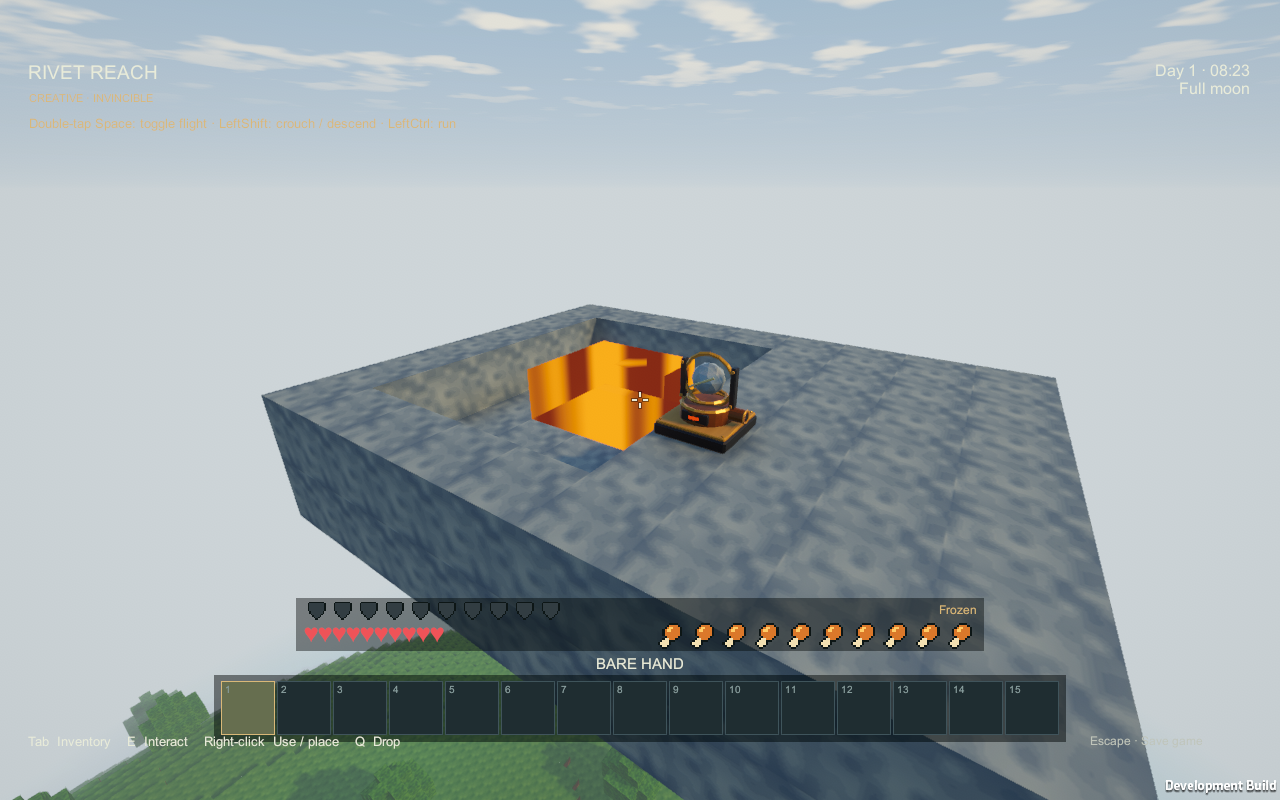 Ranged pump beside a finite lava source pool