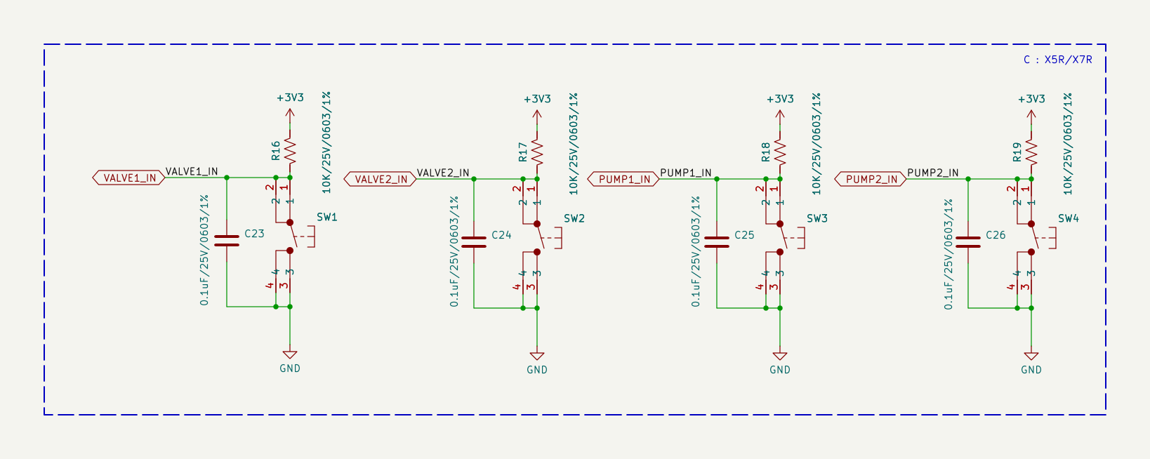 RheoBoard v1 valve and pump input switches