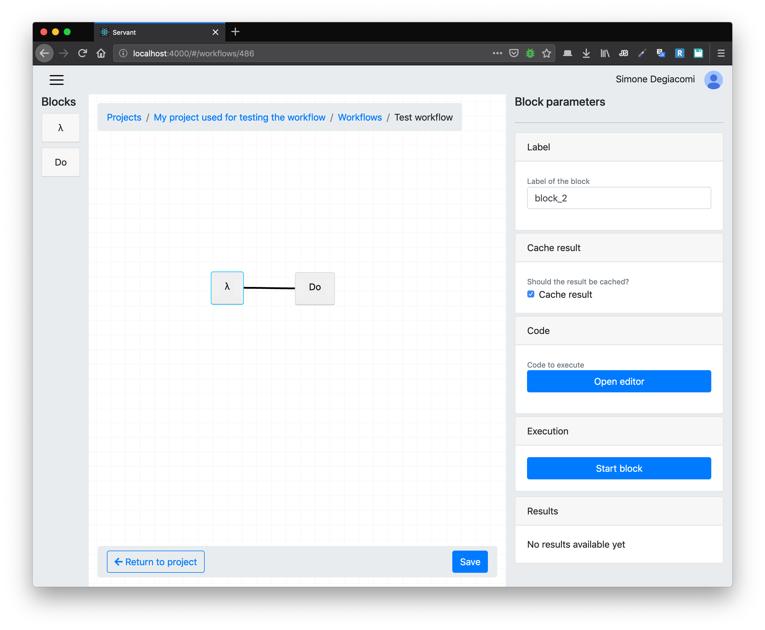 Lambda block selected