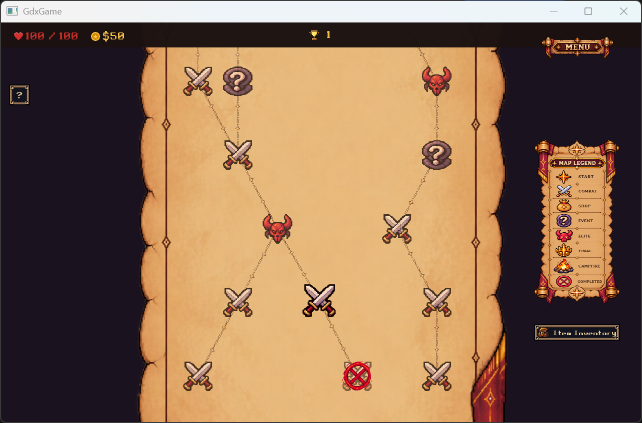 Map after returning from Combat; help remains collapsed.