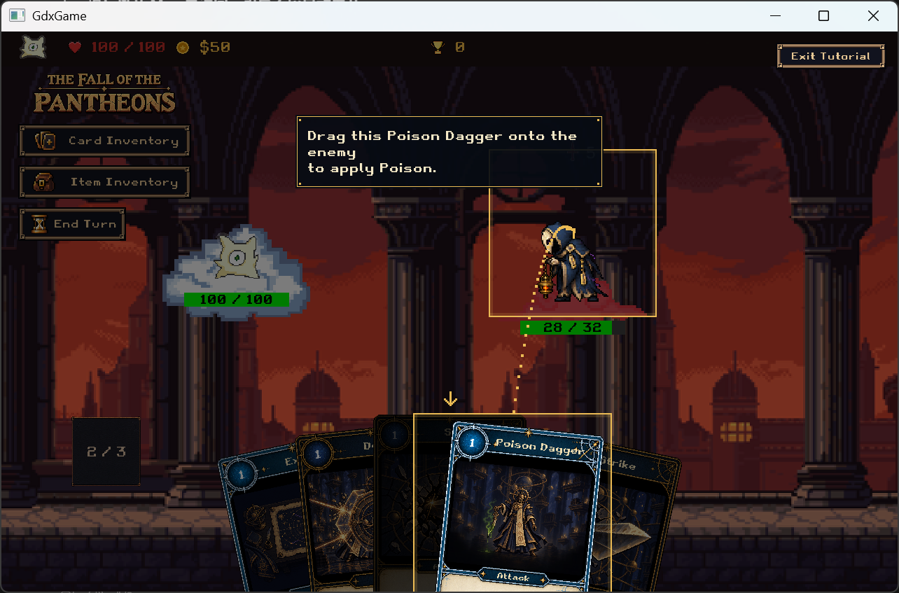 Designated Poison Dagger action, enemy highlight and drag cue.