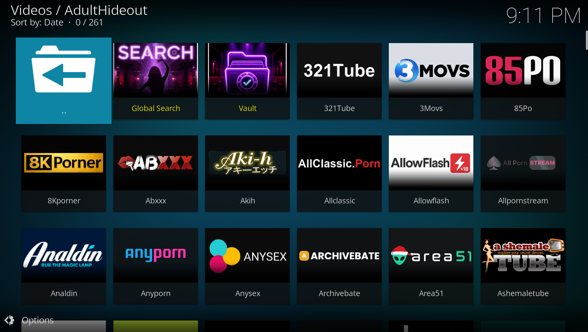 AdultHideout website wall in Kodi Estuary