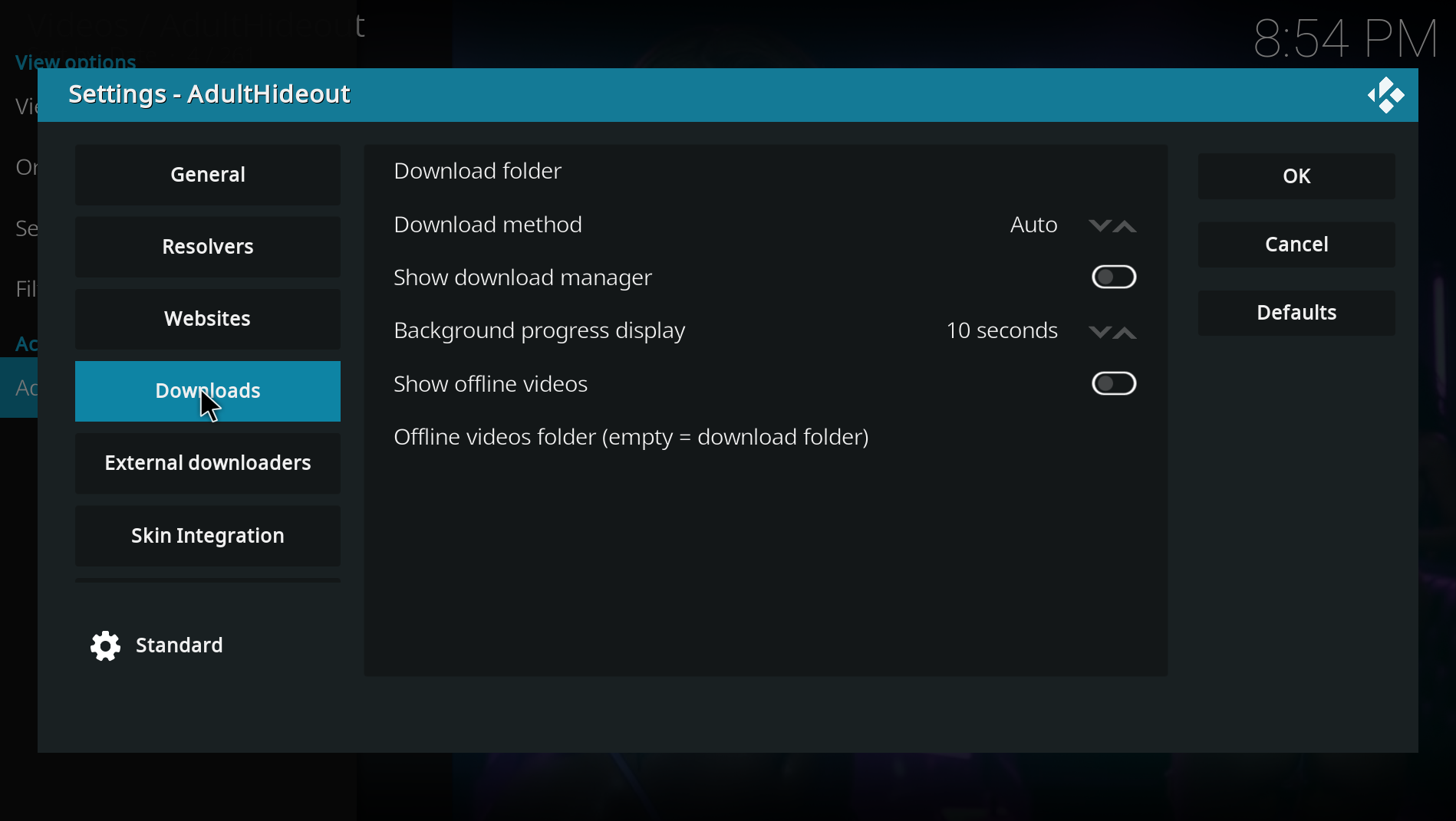 Default download settings