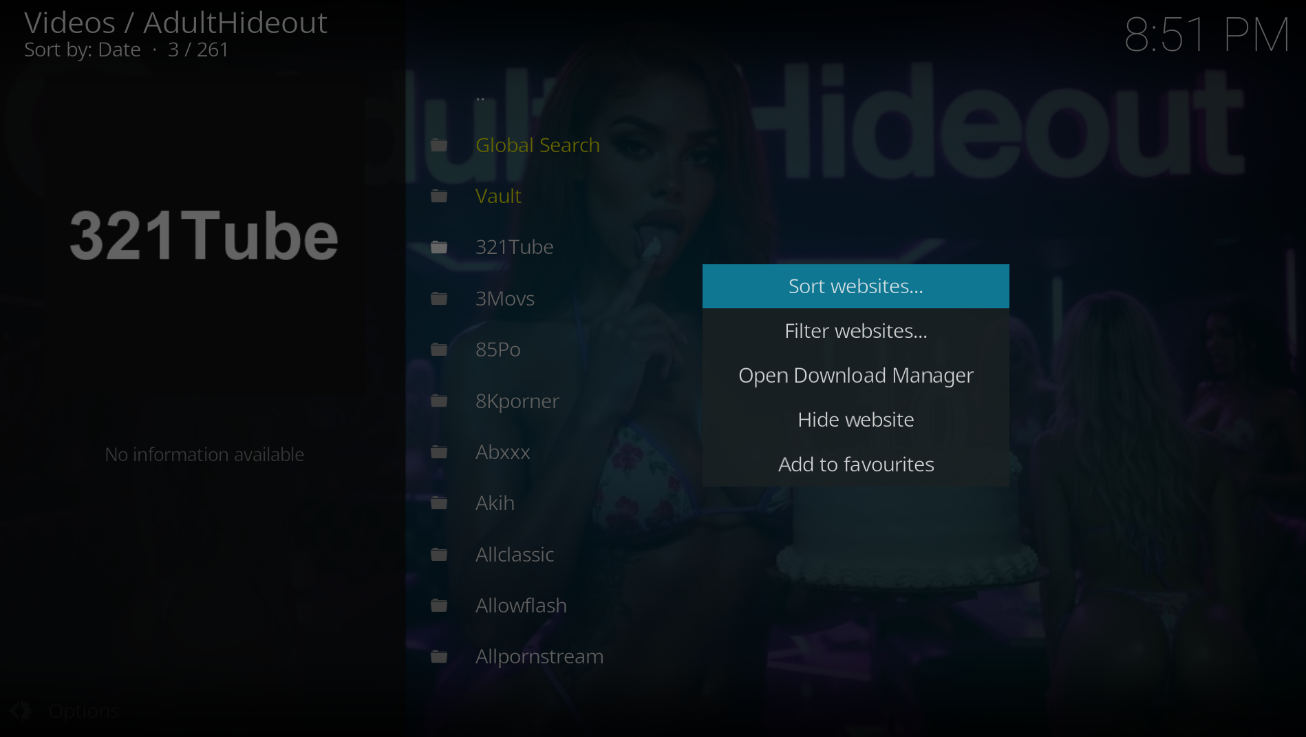 Website context menu