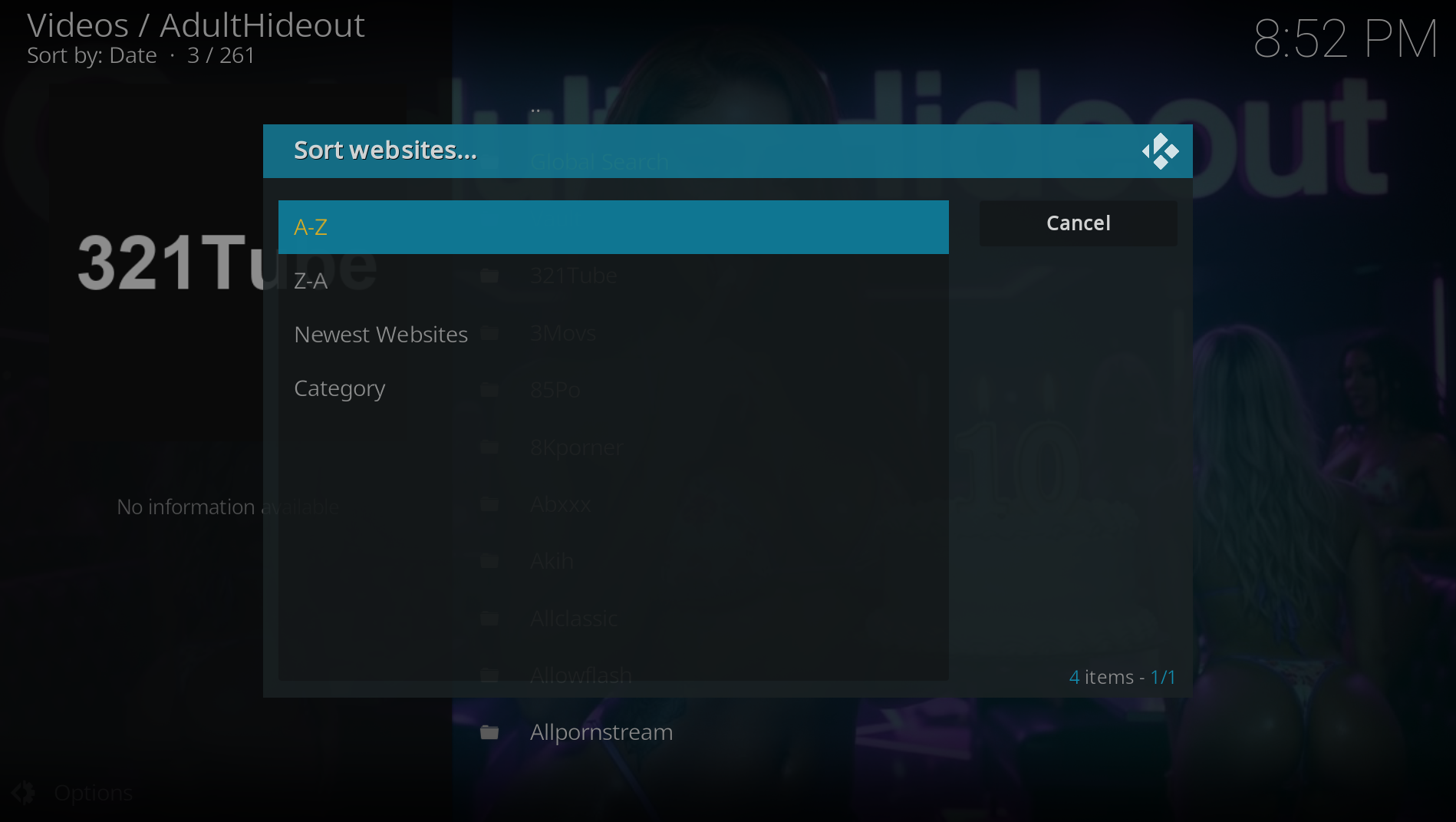 Website sorting choices