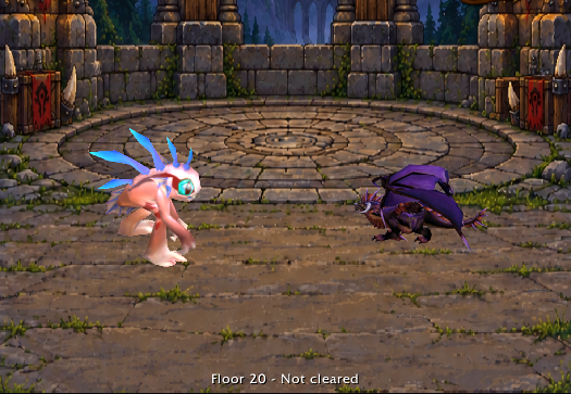 The normal tower arena shows the companions battling in 3D.