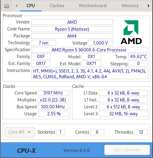 CPU-X interface