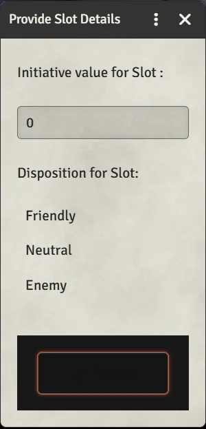 The Provide Slot Details dialog