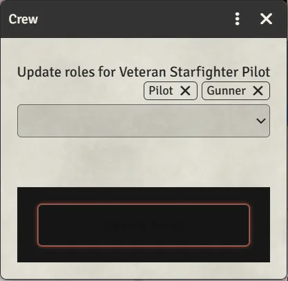 The Crew role picker after dropping a character