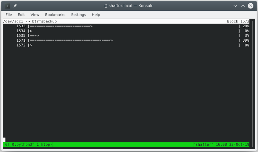 Sia Slice in action. (On a remote system, with tmux.)