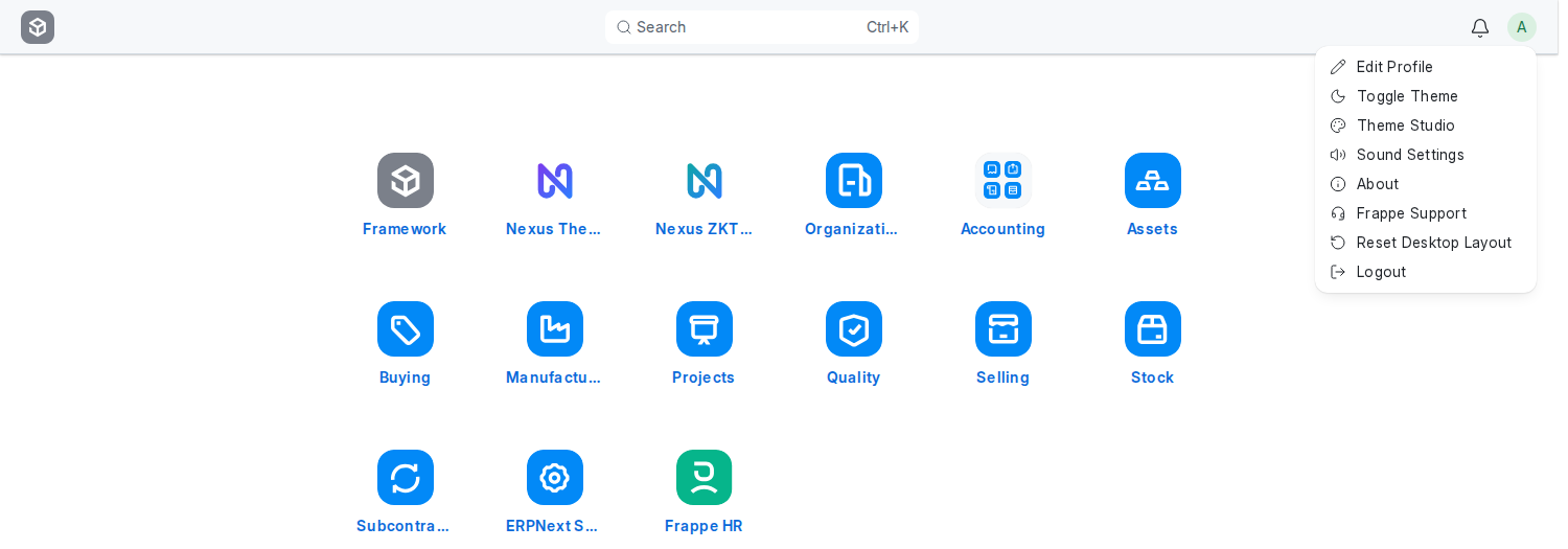 The apps screen and the avatar menu