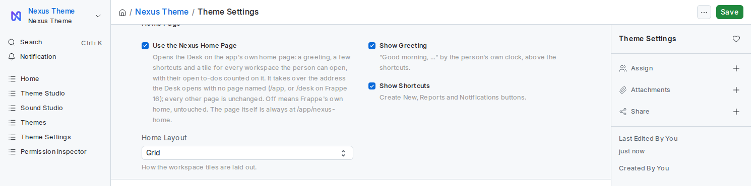 The Home Page section