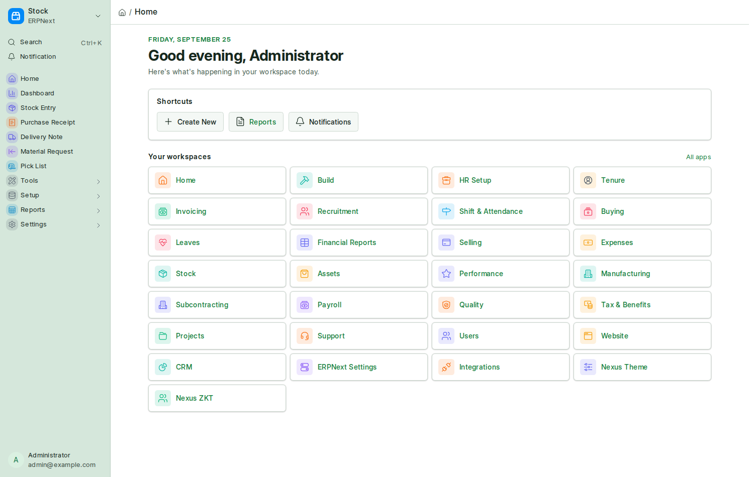 The home page in the Compact list layout