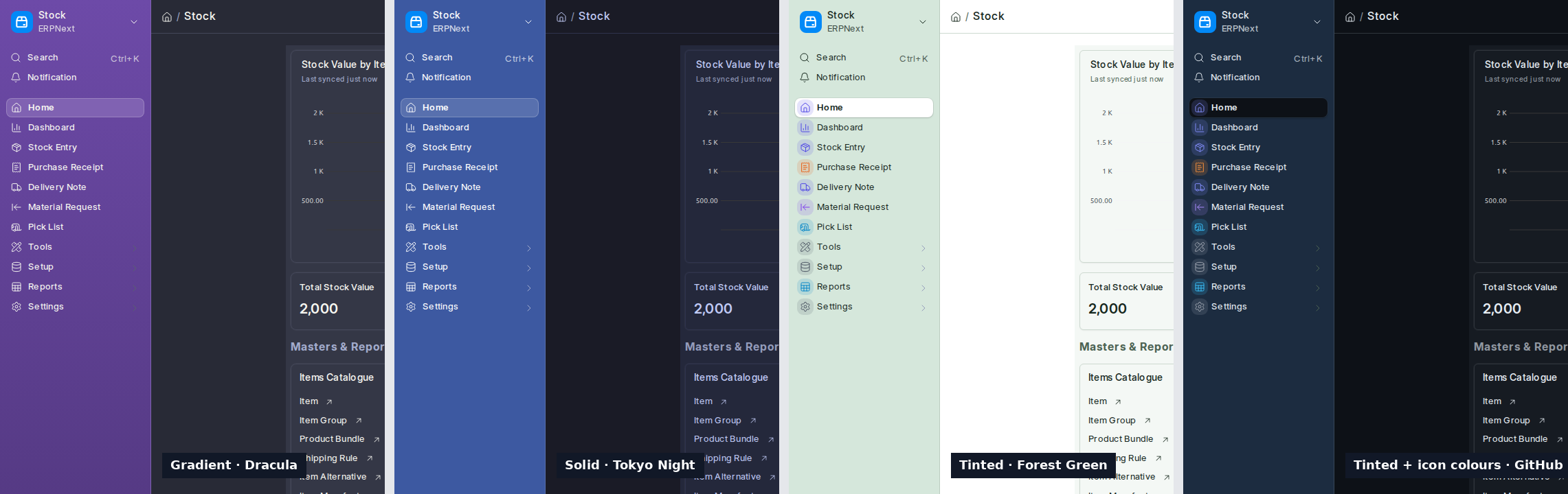 Four sidebar skins