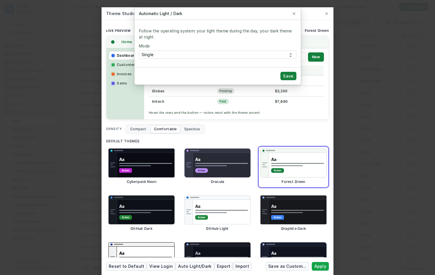 Pairing a light theme with a dark one