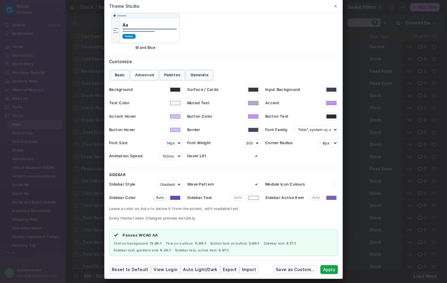 The Advanced tab of the editor