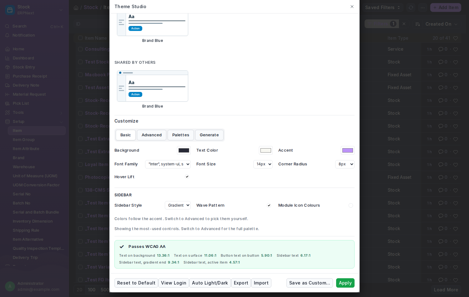 The Basic tab of the editor