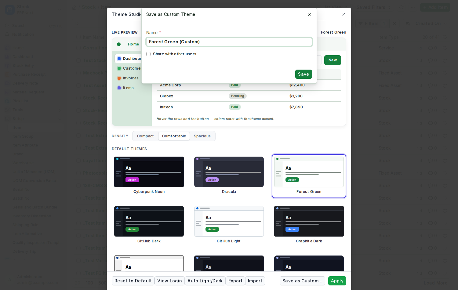 Saving a theme of your own