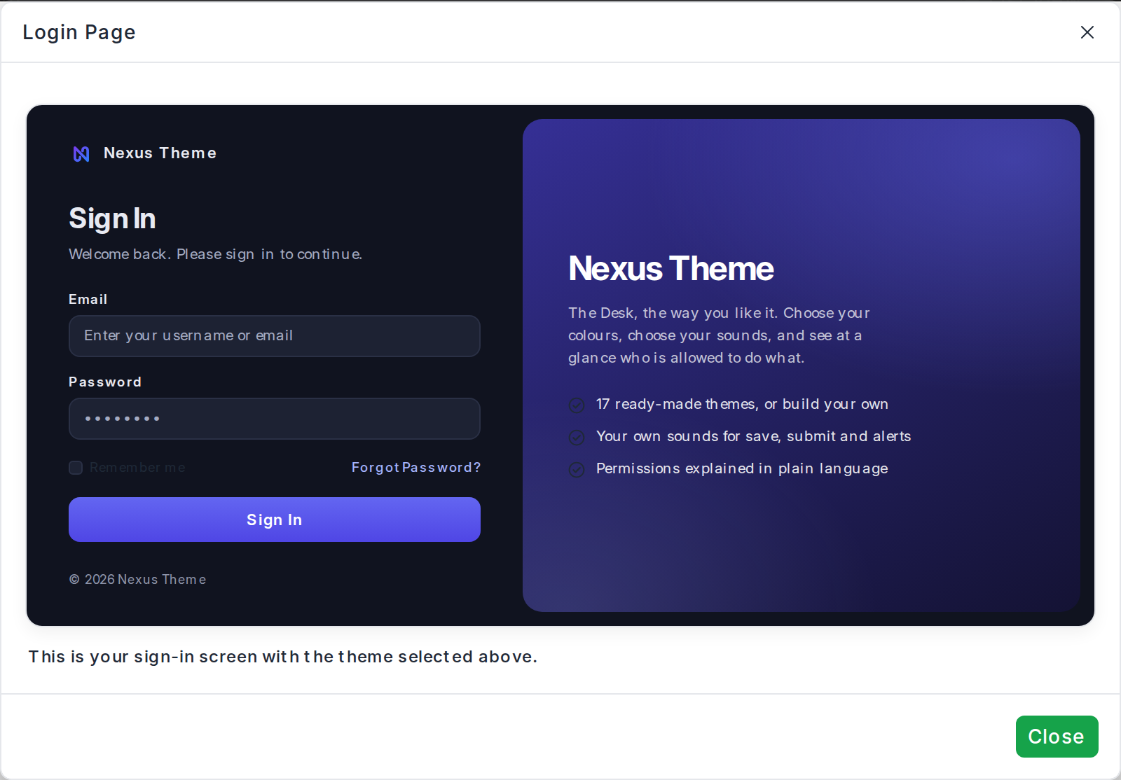 View Login in Theme Studio