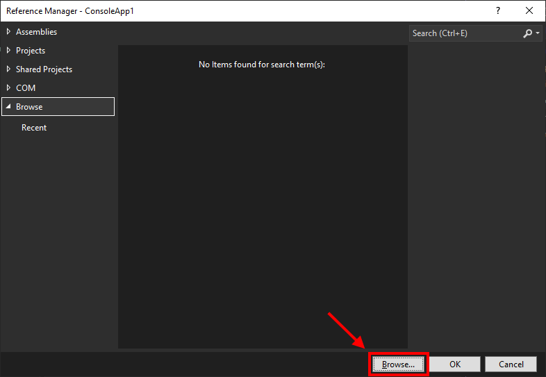 Click Browse in Reference Manager
