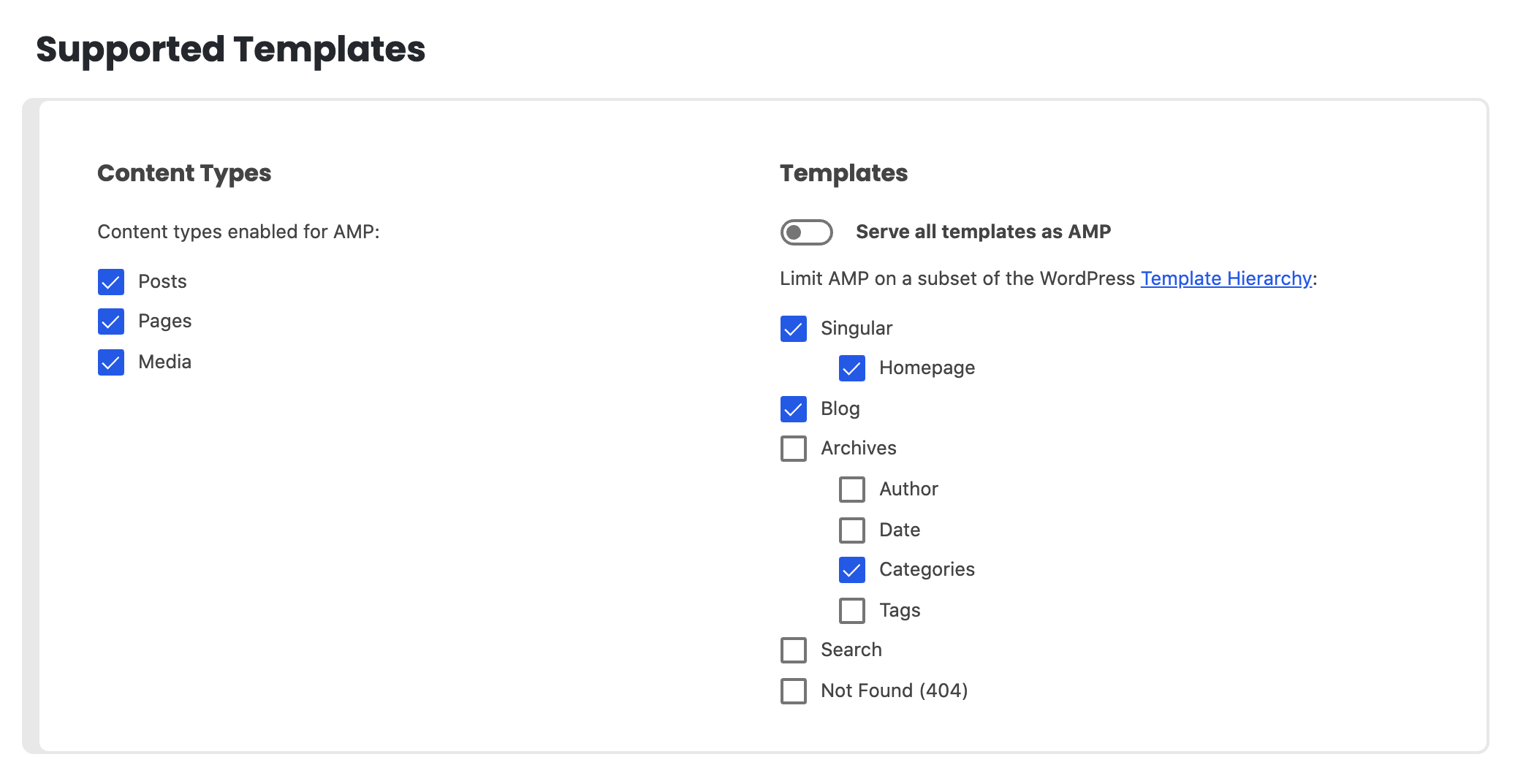 Serve select templates as AMP