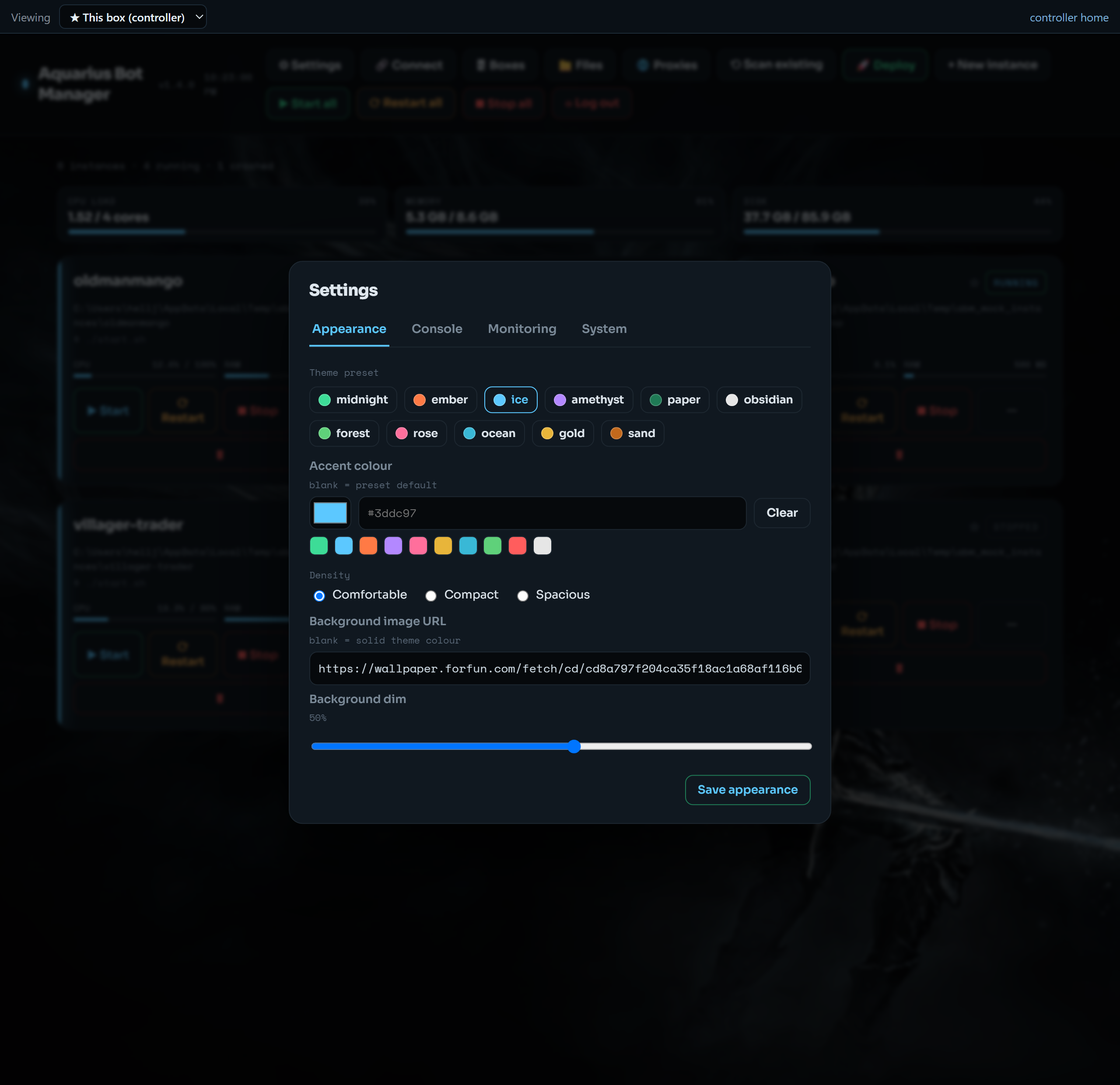Settings → Appearance