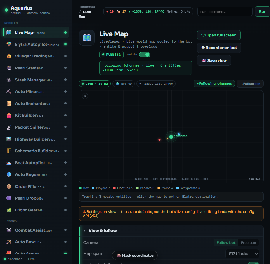 Mission Control — Live Map