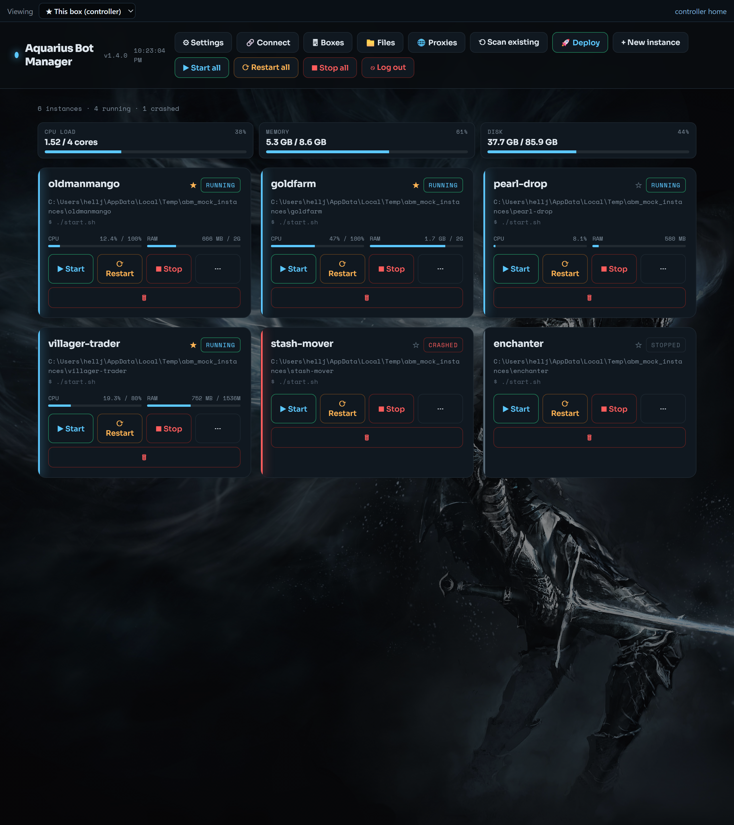 Dashboard with a custom background image
