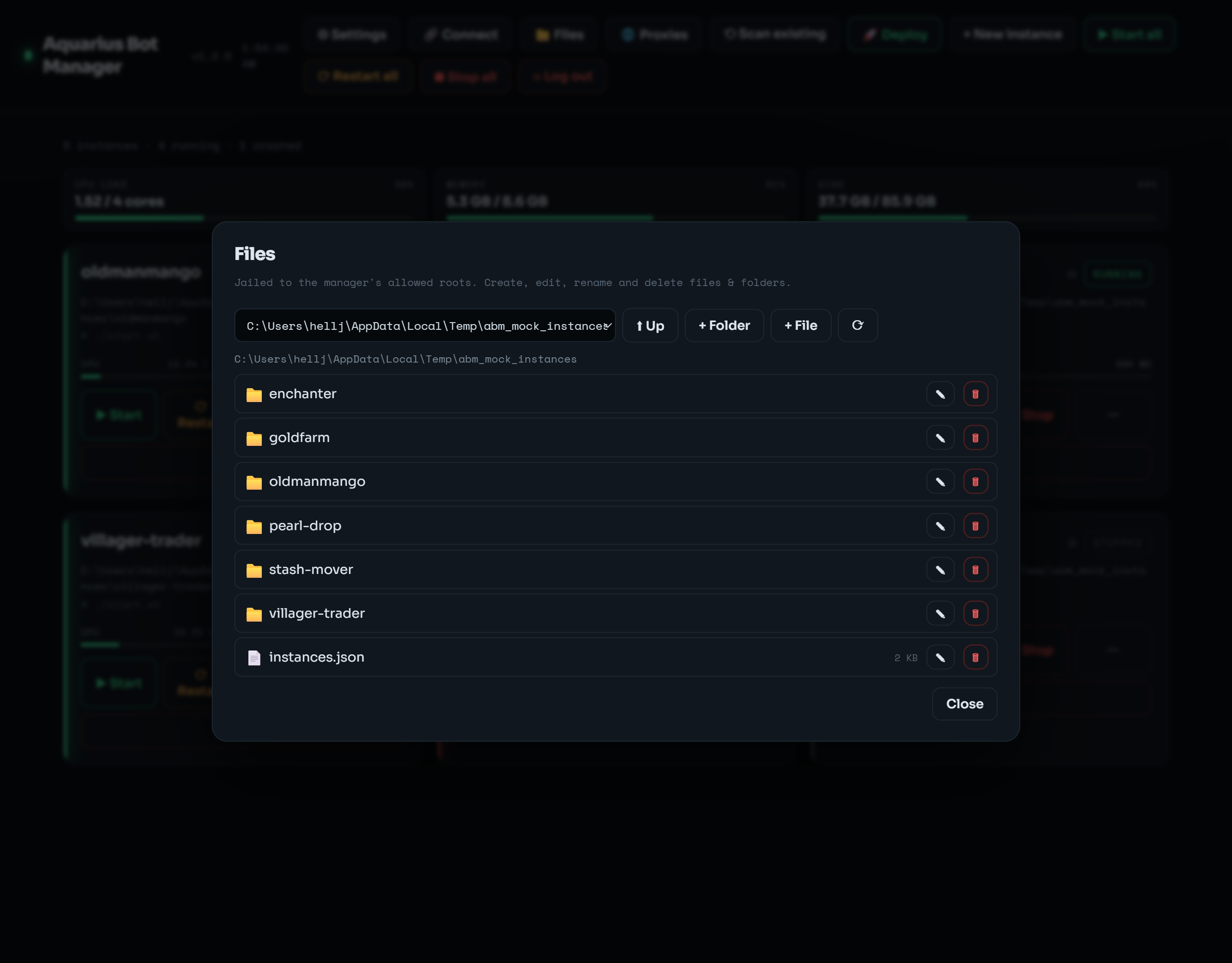 Jailed file manager