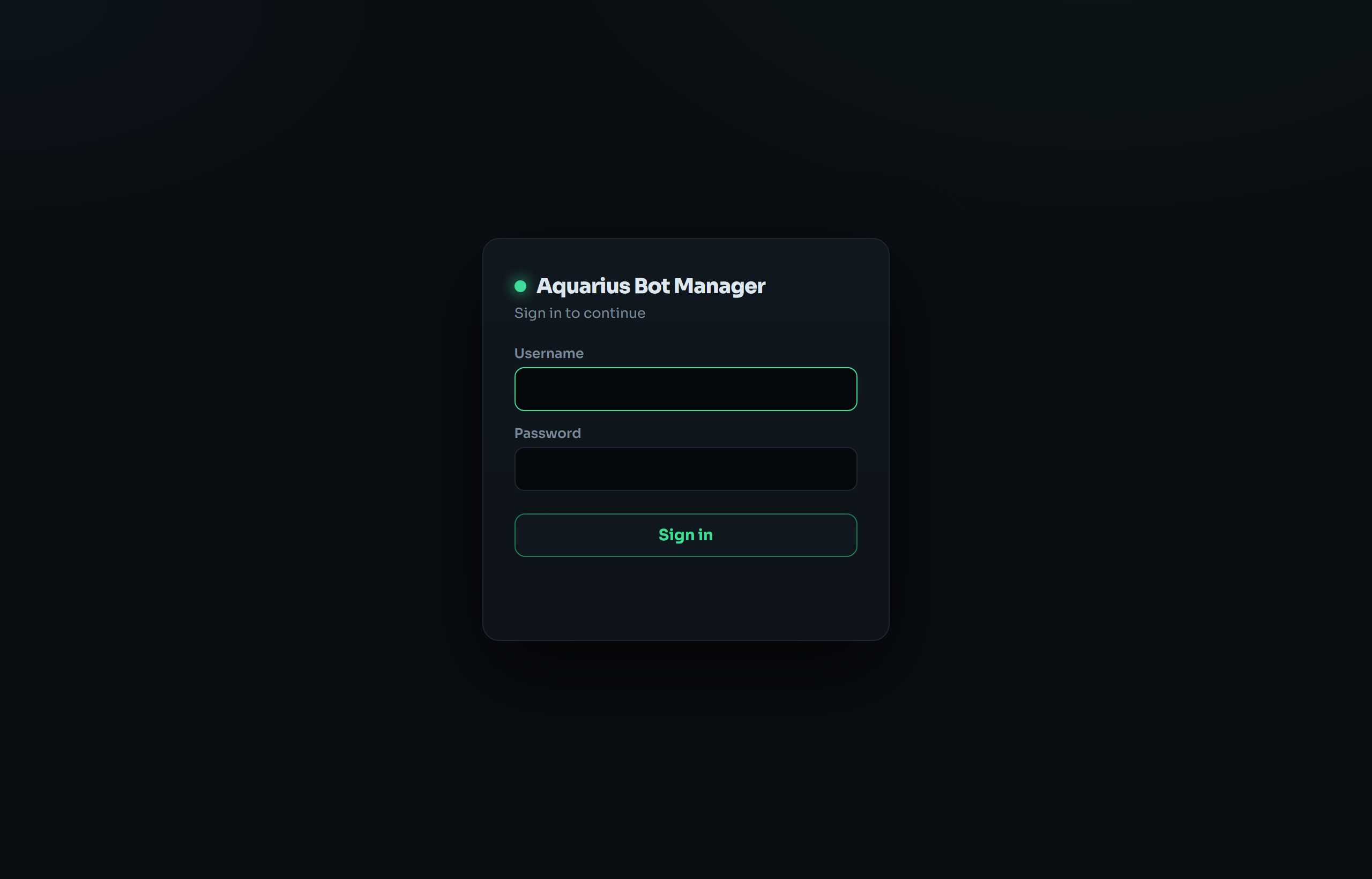 Login screen