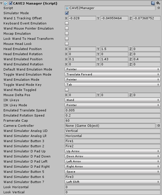 CAVE2Manager in Inspector