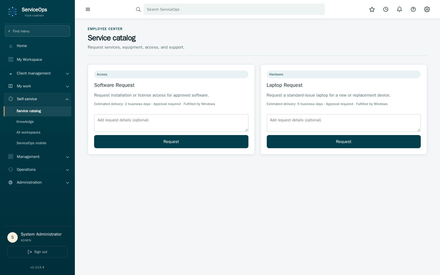 Service catalog