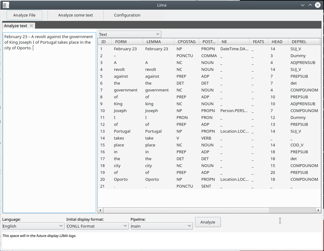 LIMA GUI snapshot