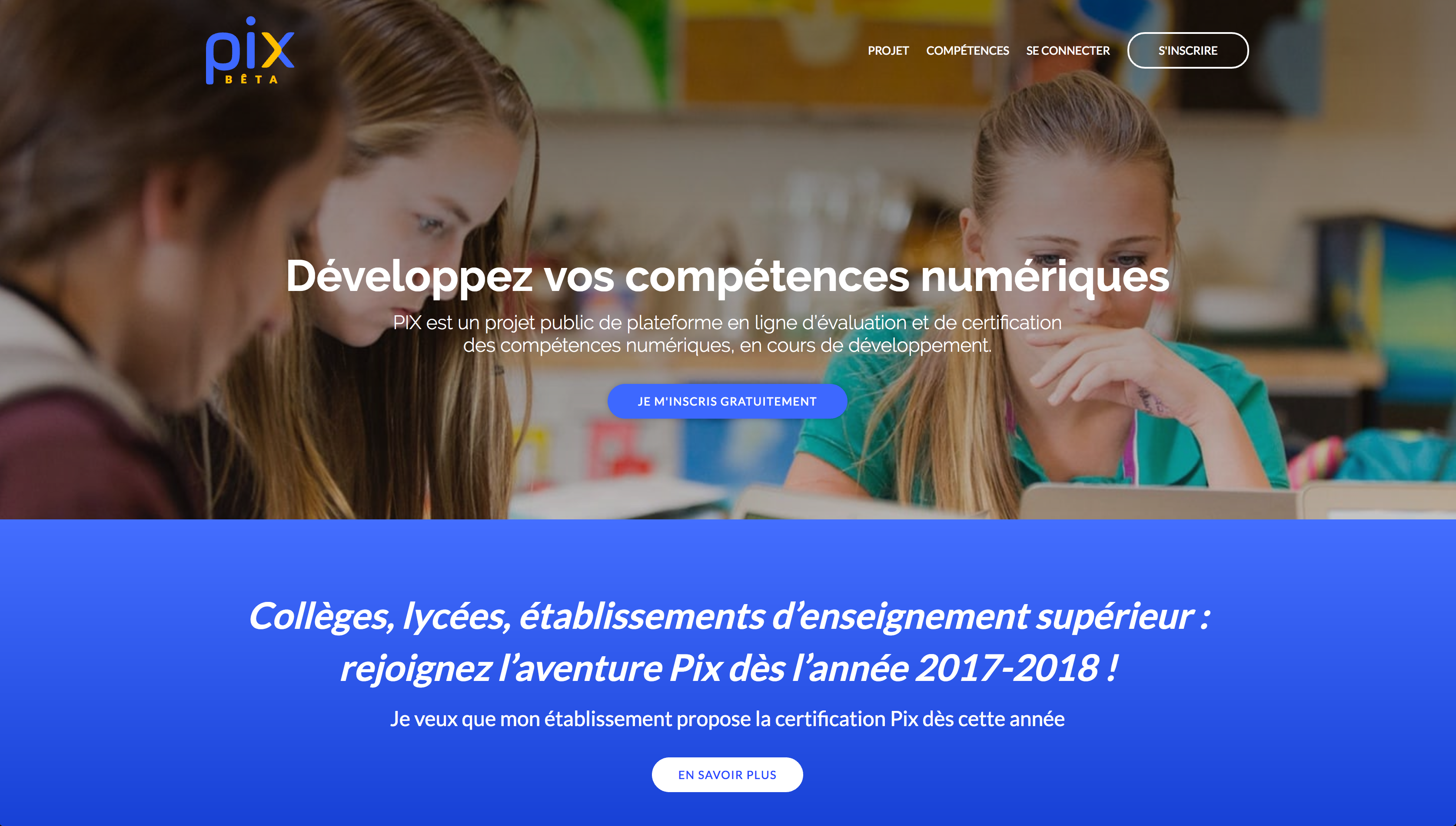 Capture d'écran de la page d'accueil non-connecté