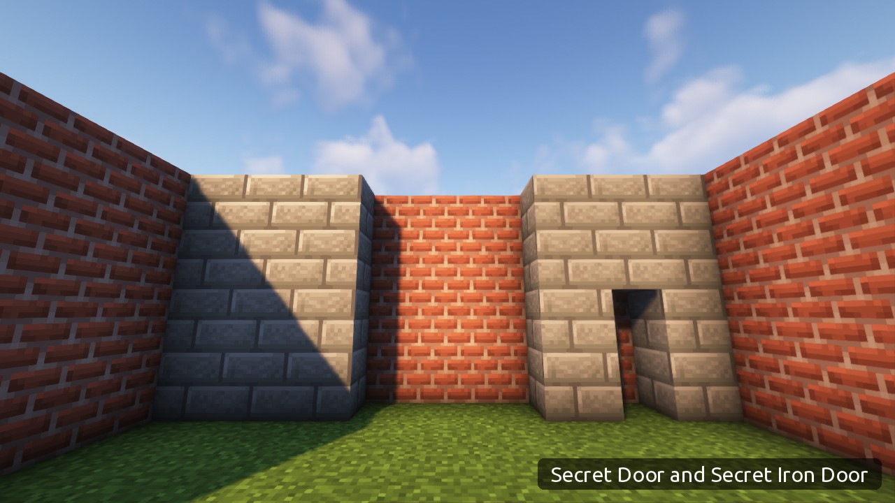 Two doors in stone-brick pillars, one open
