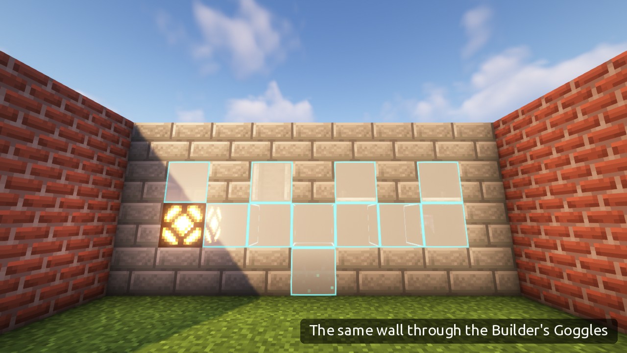 The same wall with every hidden block outlined