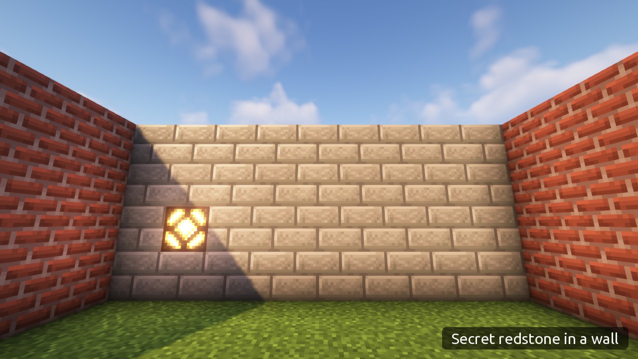 A stone-brick wall with only a lit lamp showing