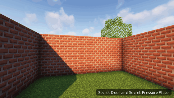 A villager steps on a hidden pressure plate and a door opens in a brick wall